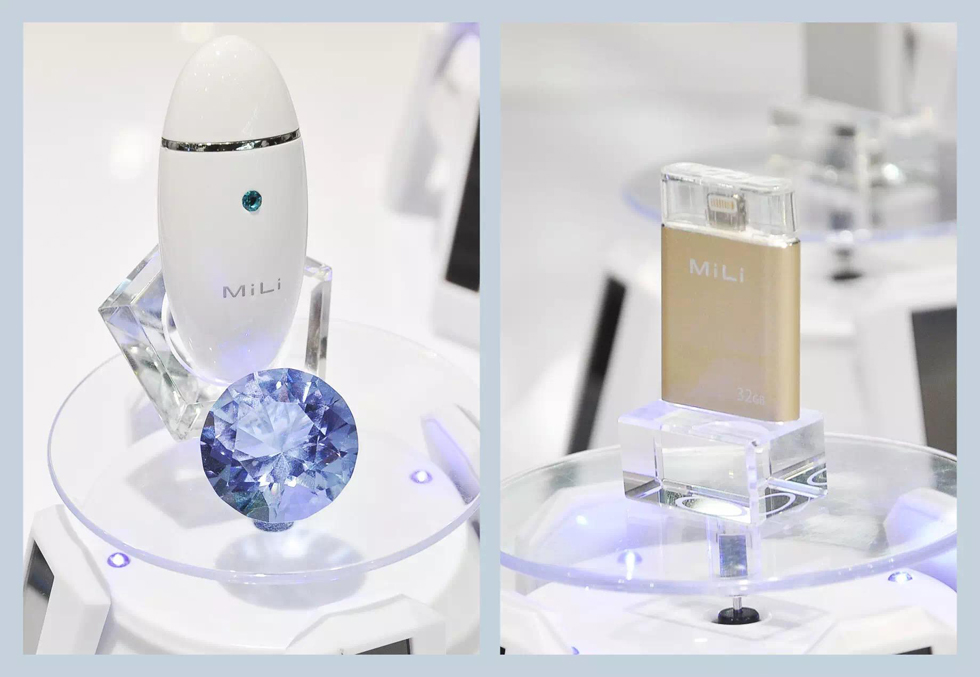 MiLi Pure智能肌膚水分測(cè)試儀及MiLi iData蘋果智能U盤驚艷亮相。